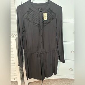 LOFT Charcoal Button-Front Romper